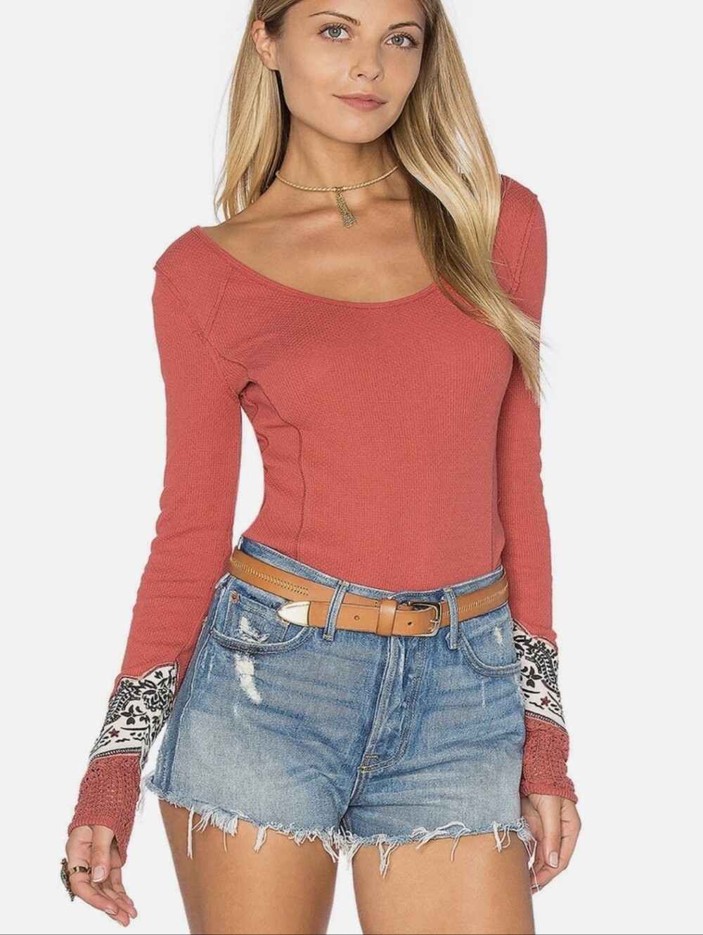 We The Free Bandana Cuff Thermal Top Sz.M